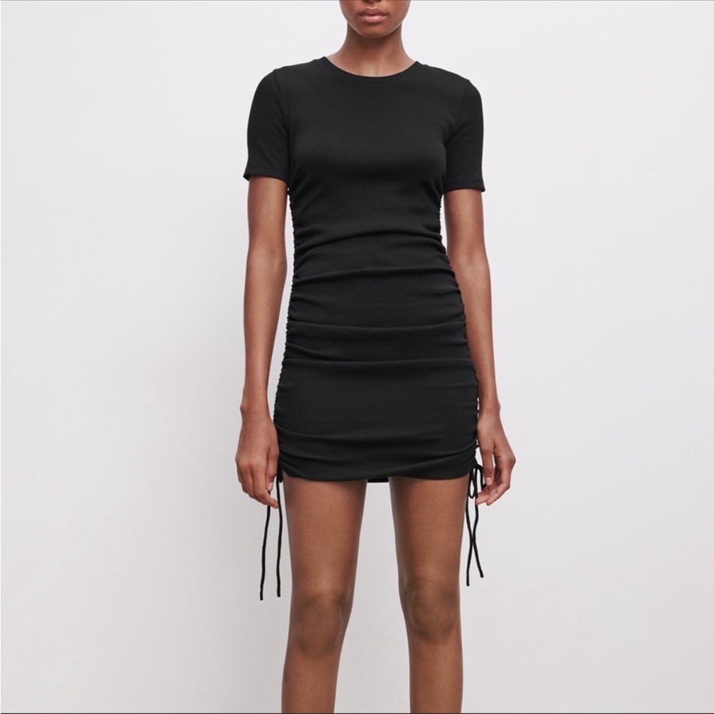 Zara ruched black mini dress